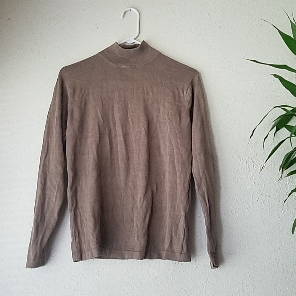 Vintage 80's taupe olive silk cotton  sweater